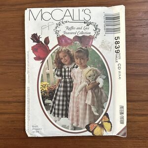NEW Vintage McCall Pattern 5839 sz CD 2 3 4 Dress Pantaloon and Doll Dress
